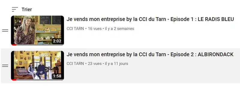 Lien vers la playlist "Je vends mon entreprise by la CCI du Tarn"